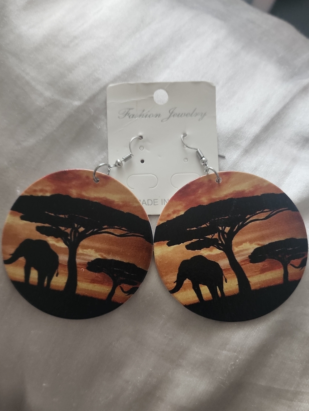 3 for $18 Real Wood African Pierced Earrings 1 1/2 Inches NWT